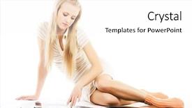  Presentation with vinyl - Presentation theme featuring blondy night - blond girl laying on white background and a white colored foreground