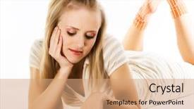  Presentation with vinyl - Presentation theme having blondy night - blond girl laying on white background and a  colored foreground