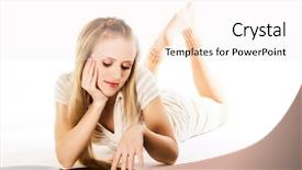  Presentation with vinyl - Colorful presentation theme enhanced with blondy night - blond girl laying on white backdrop and a sky blue colored foreground