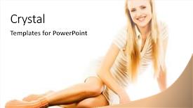  Presentation with vinyl - Slide deck consisting of two young beautiful girls in dress stroll along the river on the waterfront near skyscrapers background and a gray colored foreground