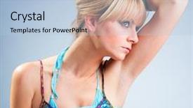  Presentation with close up of young girls - Audience pleasing theme consisting of close up young beautiful blondy backdrop and a  colored foreground