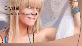  Presentation with studio - Cool new slides with young beautiful blondy with white backdrop and a  colored foreground