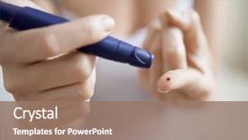  Presentation with finger - Presentation design consisting of blood - midsection of woman using lancelet background and a coral colored foreground