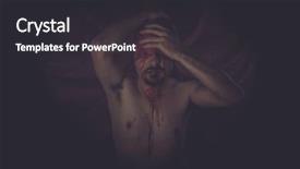  Presentation with halloween - Amazing slide set having blood background - halloween naked man on large backdrop and a dark gray colored foreground