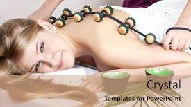  Presentation with circulation - Presentation theme having blood circulation - beautiful girl on massage procedures background and a  colored foreground