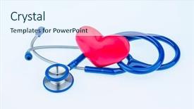  Presentation with stethoscope and red heart health - PPT theme enhanced with blood circulation - heart and stethoscope background and a sky blue colored foreground