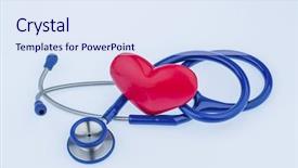  Presentation with heart circulation - Amazing PPT theme having blood circulation - heart and stethoscope backdrop and a sky blue colored foreground
