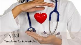  Presentation with medical heart infection - Beautiful presentation theme featuring blood circulation - internist with heart backdrop and a coral colored foreground