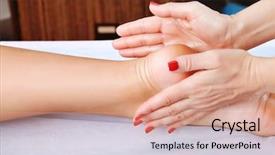  Presentation with reflexology foot massage spa foot - PPT layouts enhanced with blood circulation - shot of spa salon reflexology background and a coral colored foreground