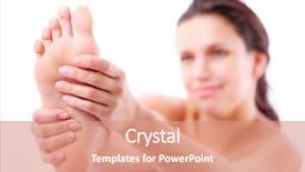  Presentation with circulation - PPT theme featuring blood circulation - young woman massages her foot background and a coral colored foreground