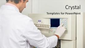  Presentation with biochemical medical laboratory - Cool new slides with blood coagulation - young male scientist with samples backdrop and a light gray colored foreground