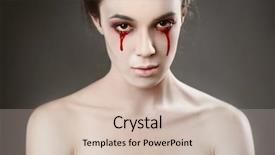  Presentation with black female - Audience pleasing presentation design consisting of blood death - portrait of a female vampire backdrop and a soft green colored foreground