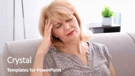  Presentation with home lending - Amazing slide deck having blood disorder - mature woman suffering from headache backdrop and a  colored foreground