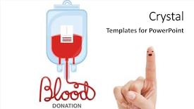  Presentation with donation - PPT theme featuring blood donation against finger background and a white colored foreground