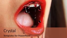  Presentation with drop - Beautiful presentation theme featuring blood drop - juicy lips desire backdrop and a coral colored foreground
