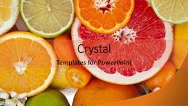  Presentation with citrus - Amazing PPT theme having blood flower - beautiful citrus fruits mixed close backdrop and a red colored foreground