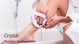  Presentation with blood - Audience pleasing PPT theme consisting of blood flowing - woman sitting at edge backdrop and a  colored foreground