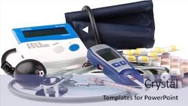  Presentation with medicament medical medicine pills - Colorful PPT layouts enhanced with blood glucose - various colour pills and medical backdrop and a  colored foreground