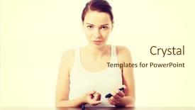  Presentation with sugar brain - Cool new slide deck with blood glucose meter - young beautiful woman doing sugar backdrop and a cream colored foreground