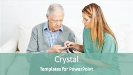  Presentation with monitoring - Beautiful slide deck featuring blood glucose monitoring for senior backdrop and a seafoam green colored foreground