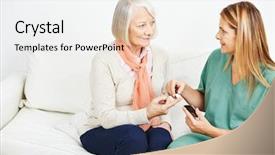  Presentation with monitoring - Beautiful PPT layouts featuring blood glucose monitoring for senior backdrop and a white colored foreground