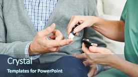  Presentation with monitoring - Presentation consisting of blood glucose monitoring on finger background and a ocean colored foreground