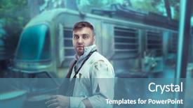  Presentation with music man in suit - Presentation design enhanced with blood gore - man in ripped suit background and a  colored foreground