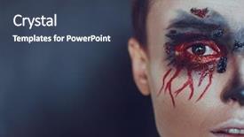  Presentation with vampire - Cool new slides with blood gore - portrait of a female vampire backdrop and a ocean colored foreground