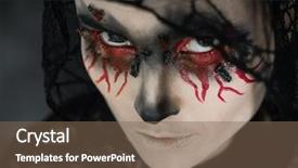  Presentation with vampire - Slide deck with blood gore - portrait of a female vampire background and a violet colored foreground