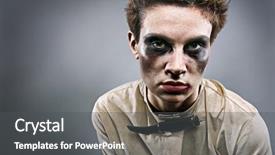  Presentation with mental hospital - PPT layouts consisting of blood gore - scary zombie girl in gray background and a  colored foreground