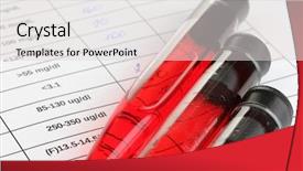  Presentation with blood test - Colorful slide set enhanced with blood in test tubes backdrop and a light gray colored foreground
