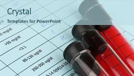  Presentation with blood cell - Beautiful PPT theme featuring blood in test tubes backdrop and a sky blue colored foreground