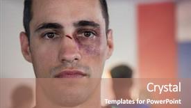  Presentation with nose - PPT theme featuring blood injuries - close-up portrait of male boxer background and a coral colored foreground