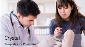  Presentation with sports doctor - Cool new theme with blood injuries - patient visiting doctor after sustaining backdrop and a light blue colored foreground