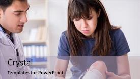  Presentation with sports doctor - Audience pleasing theme consisting of blood injuries - patient visiting doctor after sustaining backdrop and a  colored foreground