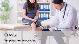  Presentation with sports doctor - Slide deck with blood injuries - patient visiting doctor after sustaining background and a light gray colored foreground