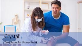  Presentation with sports doctor - Cool new theme with blood injuries - patient visiting doctor after sustaining backdrop and a light blue colored foreground