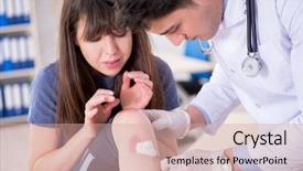  Presentation with sports doctor - Slide deck consisting of blood injuries - patient visiting doctor after sustaining background and a coral colored foreground