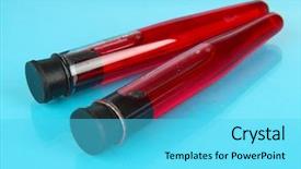  Presentation with test tubes - Audience pleasing PPT theme consisting of fruit pie with peach backdrop and a coral colored foreground