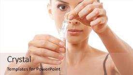  Presentation with tea leaves test tube - Slide set consisting of blood plasma cells backgrounds - woman holding test tube background and a coral colored foreground