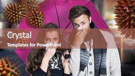  Presentation with new york - Colorful presentation enhanced with blood platelets - couple blowing nose while holding backdrop and a coral colored foreground