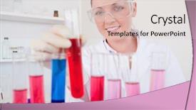  Presentation with platelets - Slide deck enhanced with blood platelets - gorgeous red-haired female holding background and a lemonade colored foreground