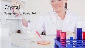  Presentation with pipette - Beautiful PPT layouts featuring blood platelets - pretty red-haired scientist using backdrop and a lemonade colored foreground