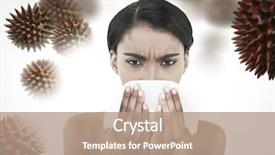  Presentation with nose - Slide deck enhanced with blood platelets - sick gorgeous model blowing her background and a coral colored foreground