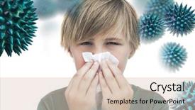  Presentation with papilloma virus disease - Presentation theme with blood platelets - sick little boy background and a lemonade colored foreground