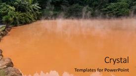  Presentation with blood spatter - PPT theme featuring blood pond hell in beppu background and a gold colored foreground