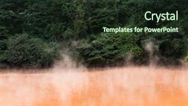  Presentation with hell - PPT theme having blood pond hell in beppu background and a tawny brown colored foreground