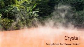  Presentation with bacteria in blood - Slide set consisting of blood pond hotsprings in beppu background and a lemonade colored foreground