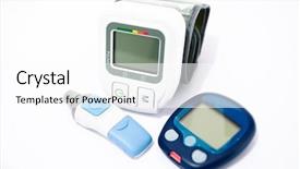  Presentation with measuring blood pressure in haitian - Presentation design consisting of blood pressure device and device background and a white colored foreground