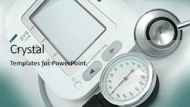  Presentation with blood pressure - Cool new PPT theme with blood pressure device-new technology backdrop and a sky blue colored foreground